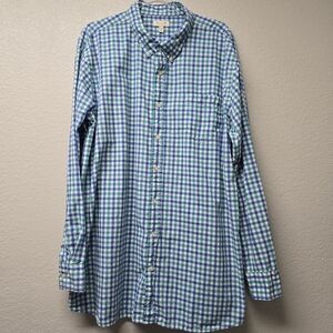 Sonoma Men's Blue and Green Checkered Button Down Shirt